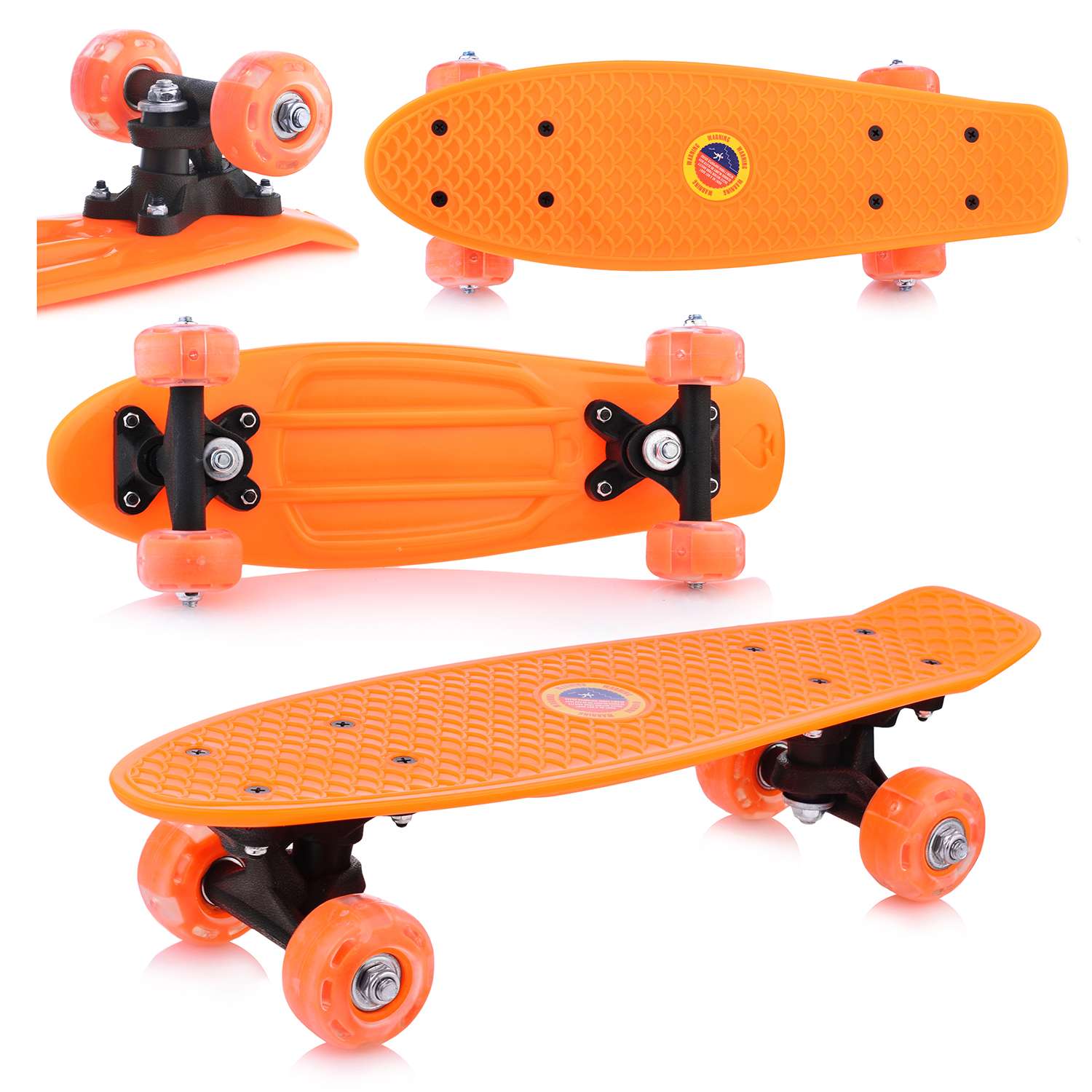 Скейтборд ROCKET детский оранжевый 42 см колеса PVC светятся - фото 5