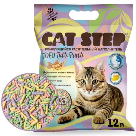 Наполнитель для кошек Cat Step Tofu Tutti Frutti комкующийся растительный 12л