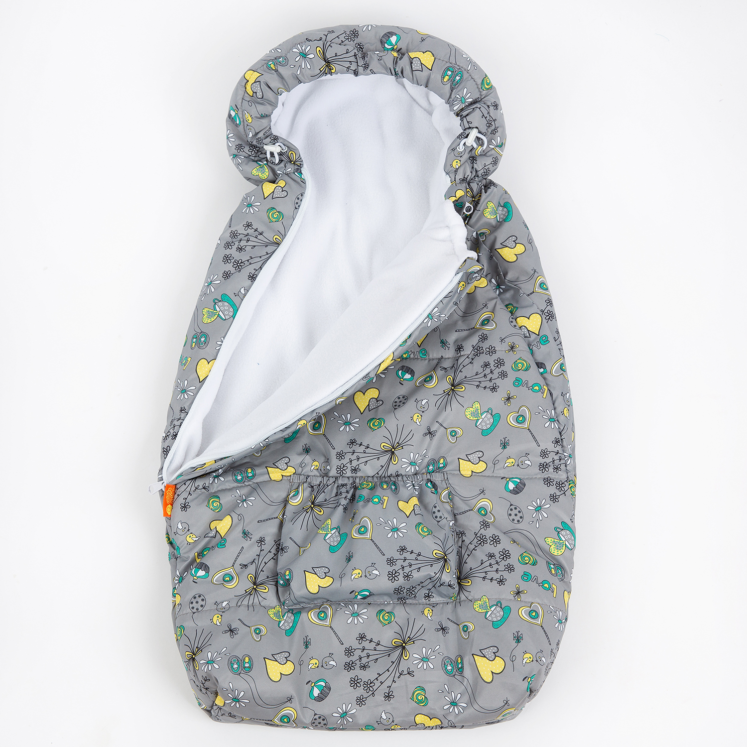 Конверт на выписку Чудо-Чадо для новорожденного теплый флисовый «Chicky» серый/сердечки - фото 3