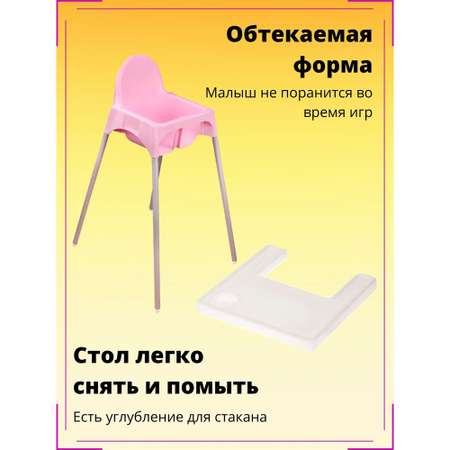 Стульчик для кормления LATS розовый + книга в подарок