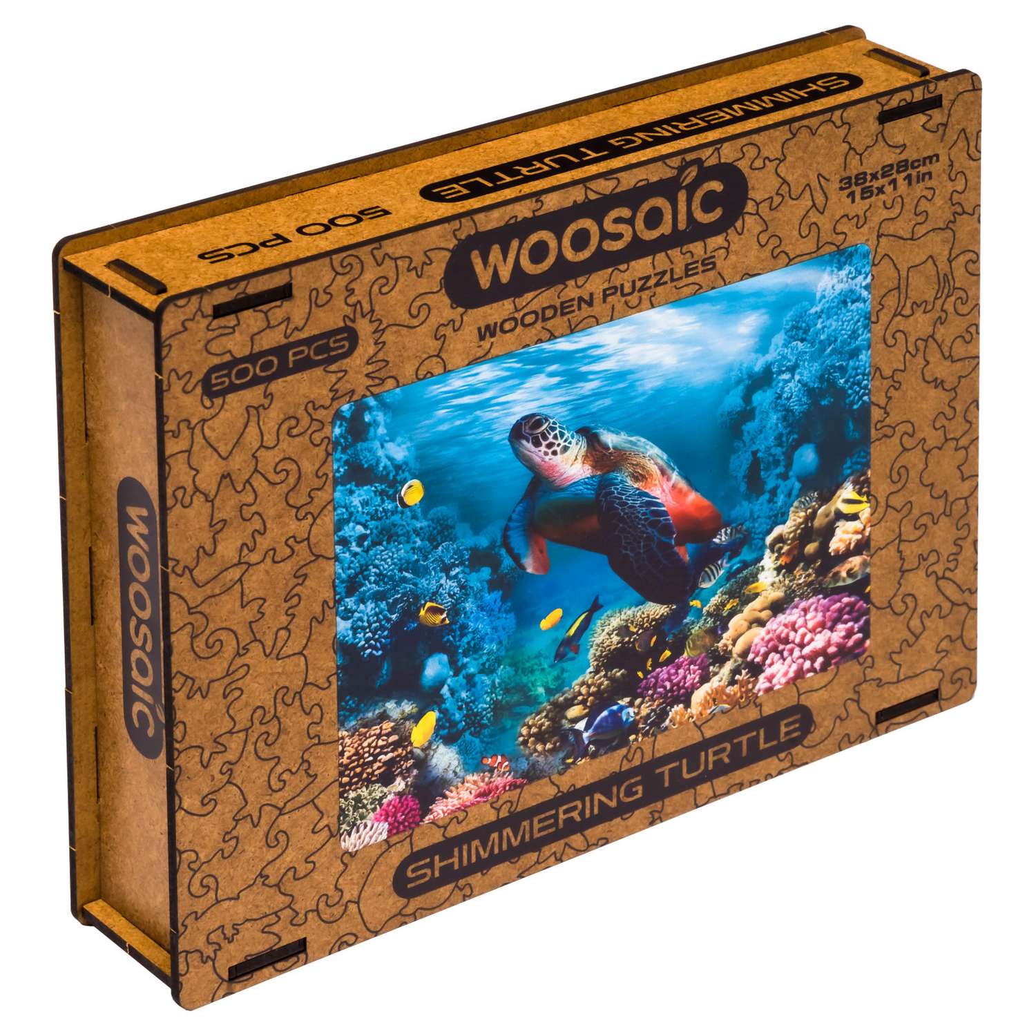 Пазл деревянный WOOSAIC Мерцающая Черепаха 38x28 см 500 деталей - фото 7