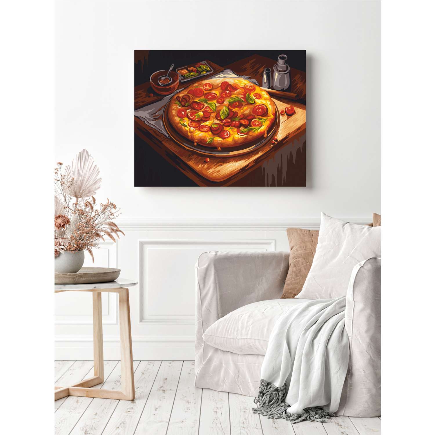 Картина по номерам Art sensation холст на деревянном подрамнике 40х50 см Ароматная пицца - фото 3