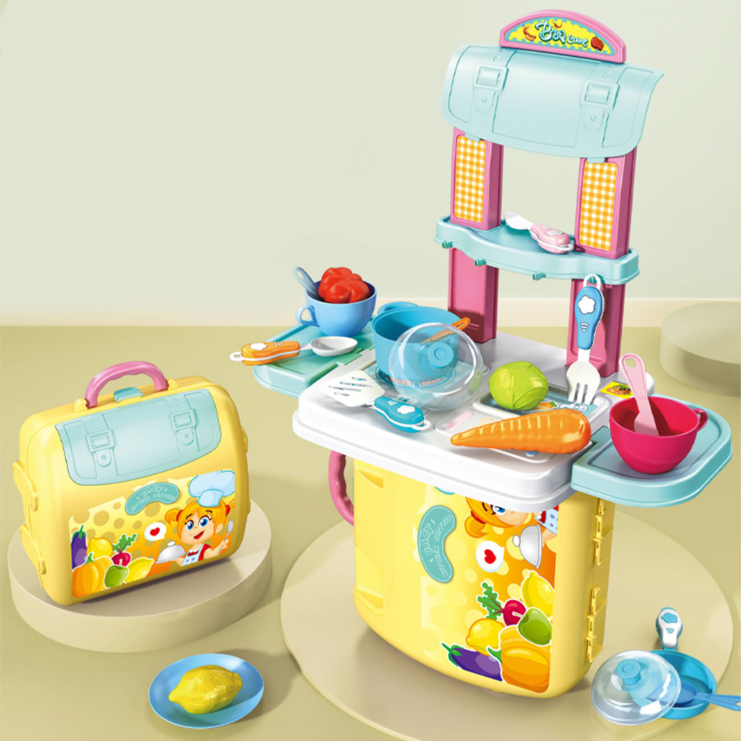 Детская игровая кухня SHARKTOYS 30 аксессуаров в чемодане - фото 3