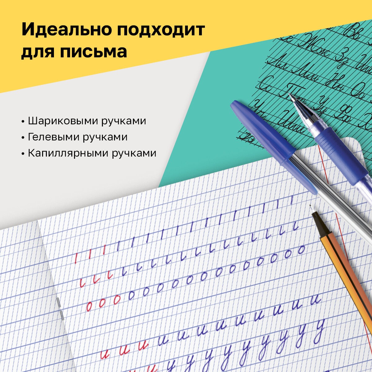 Набор тетрадей BG 12 л частая косая линия Отличная зеленая 70г/м2 10 шт - фото 3