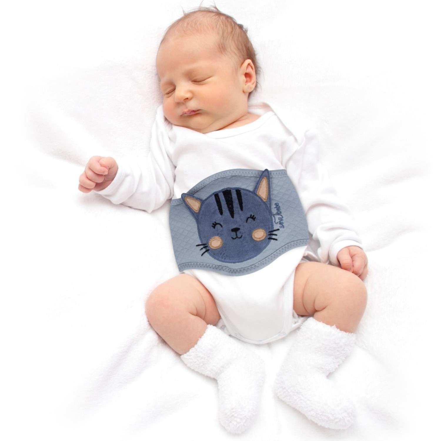 Пояс-грелка SEVIBEBE для новорожденных от колик с вишневыми косточками Котик - фото 2