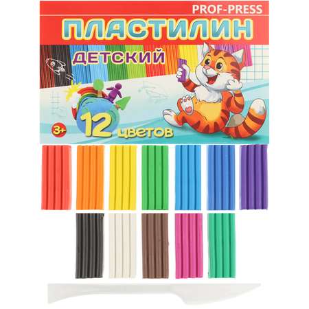 Пластилин Prof-Press 12 цветов + стек