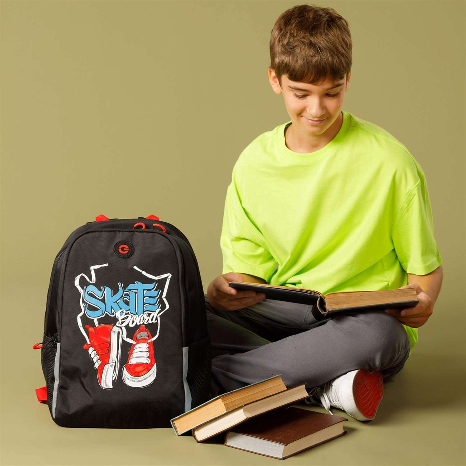 Рюкзак школьный Grizzly Черный-Красный RB-351-7/1 - фото 5