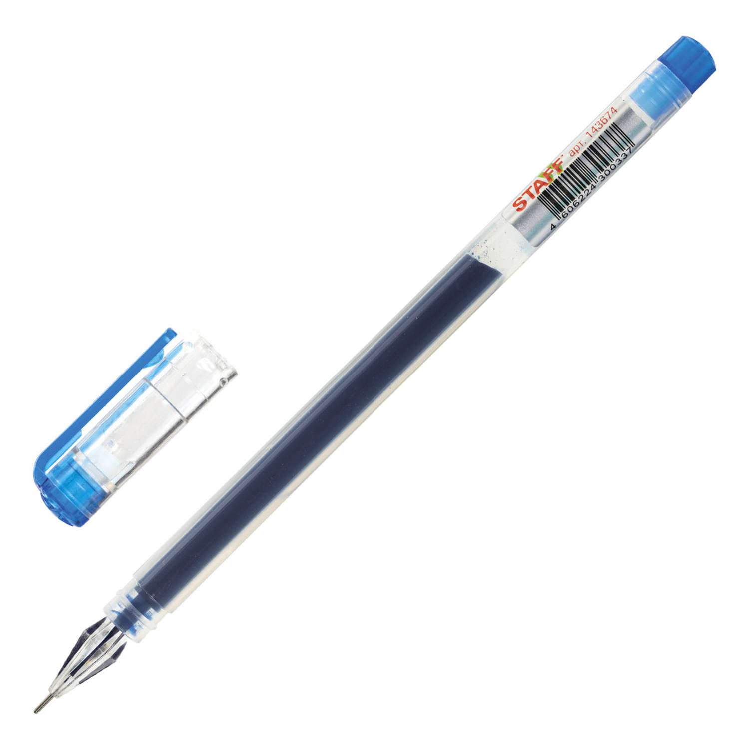 Ручки гелевые Staff синие 12 штук - фото 4