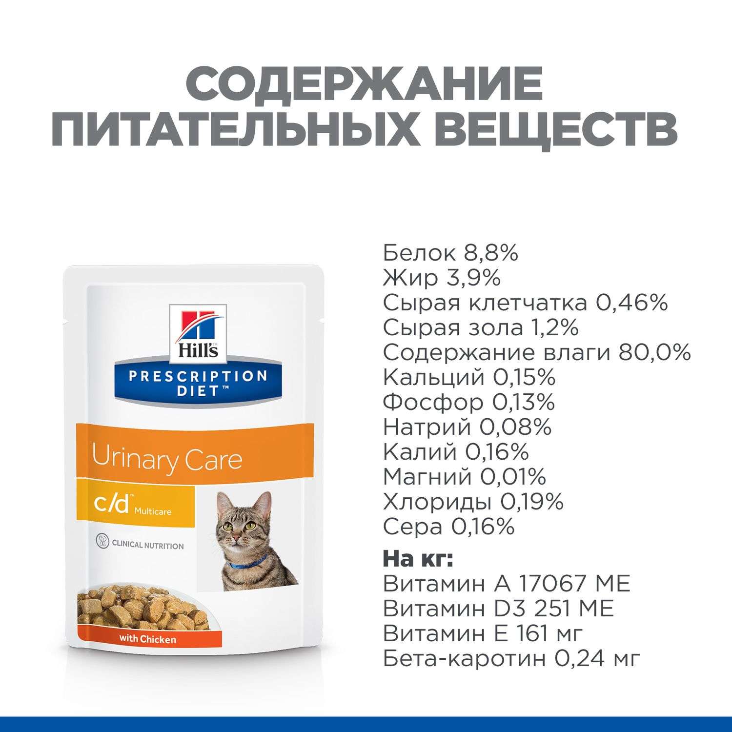 Корм для кошек HILLS 85г Prescription Diet c/d Multicare Urinary Care для МКБ с курицей пауч - фото 9