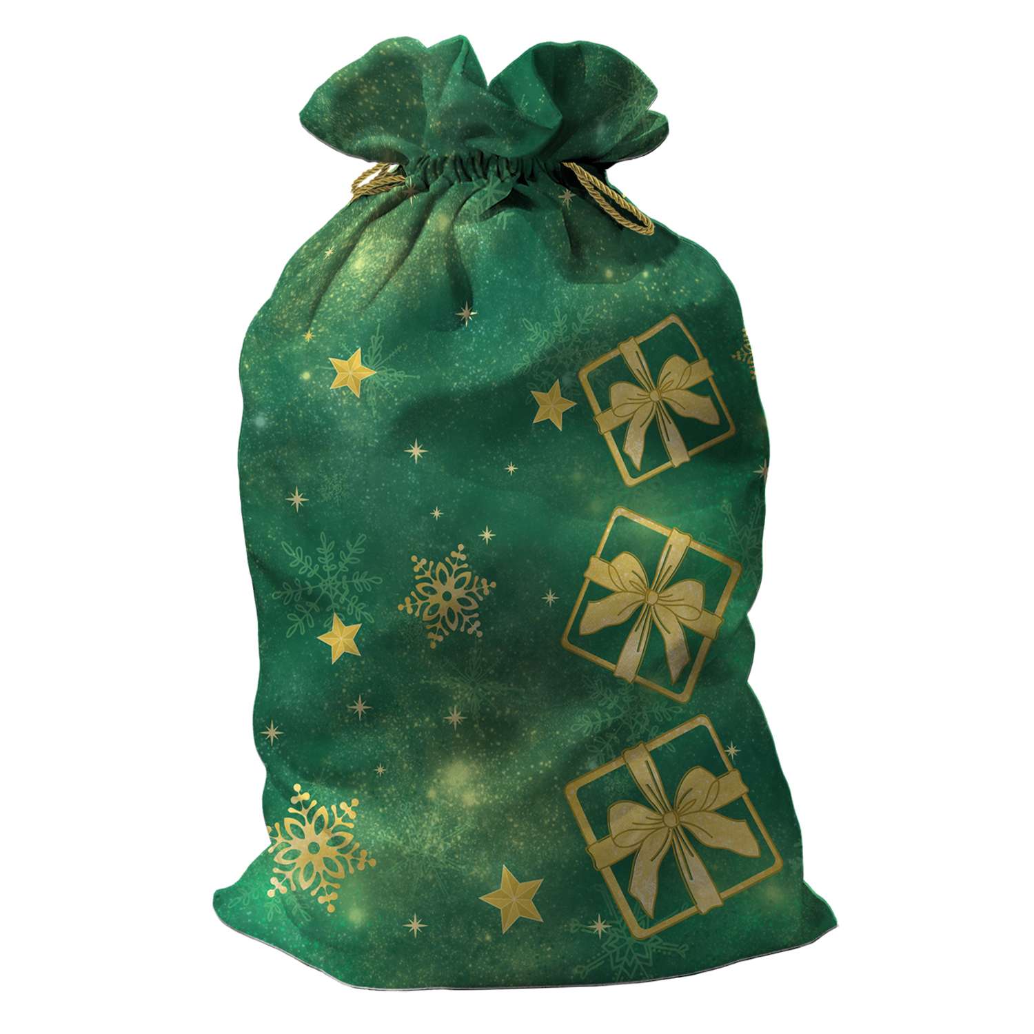 Мешок для подарков sfer.tex Деда Мороза 65х115 см зеленый - фото 1