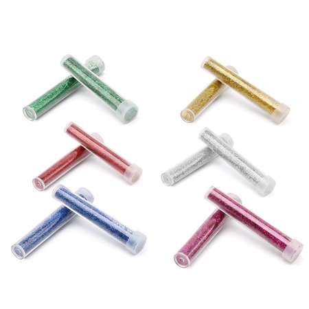 Блестки для творчества Darvish декоративные в наборе в стеклянных баночках 6 цветов 12 шт