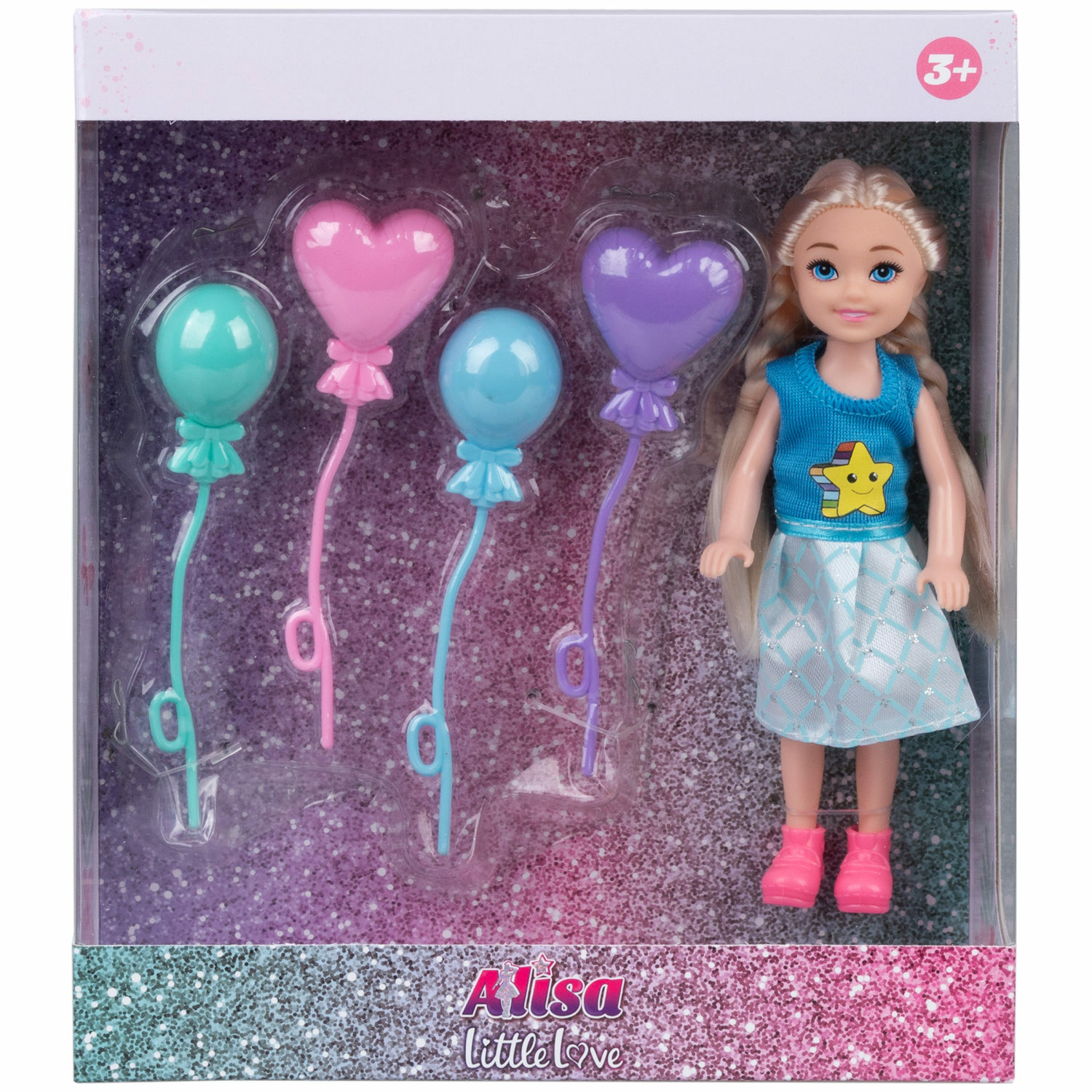 Кукла детская 1TOY Alisa Little Love с аксессуарами блондинка с косичками маленькая мини 14 см Т24376 - фото 1