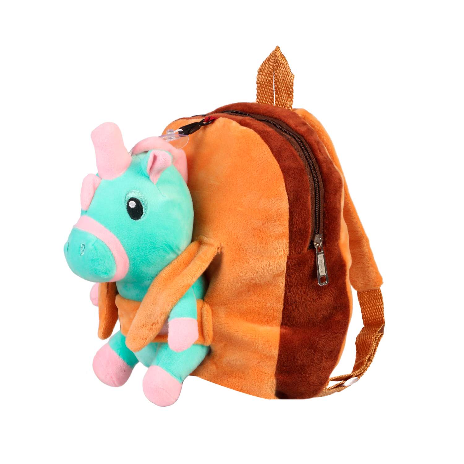 Рюкзак с игрушкой Little Mania коричневый Дракоша светло-зеленый - фото 2