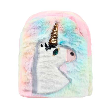 Рюкзак Little Mania меховой разноцветный с единорогом