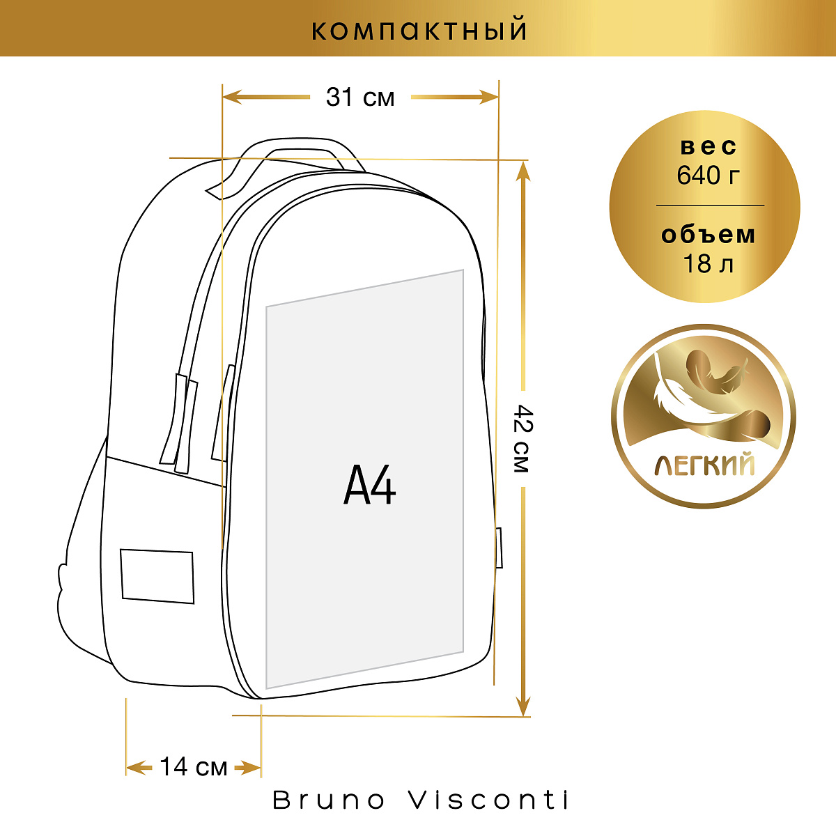 Рюкзак школьный Bruno Visconti черный с эргономичной спинкой счастье в кофе - фото 9