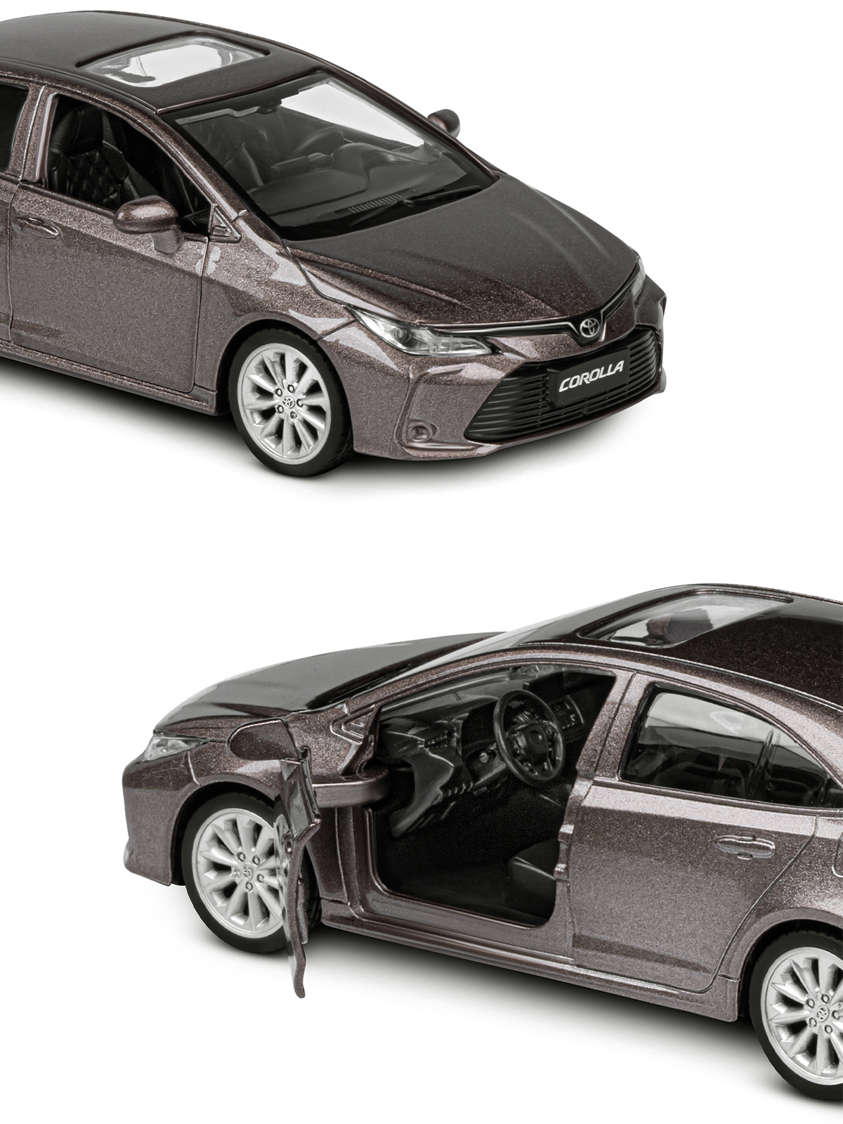 Автомобиль АВТОпанорама Toyota Corolla Hybrid 1:43 коричневый JB1251559 - фото 7