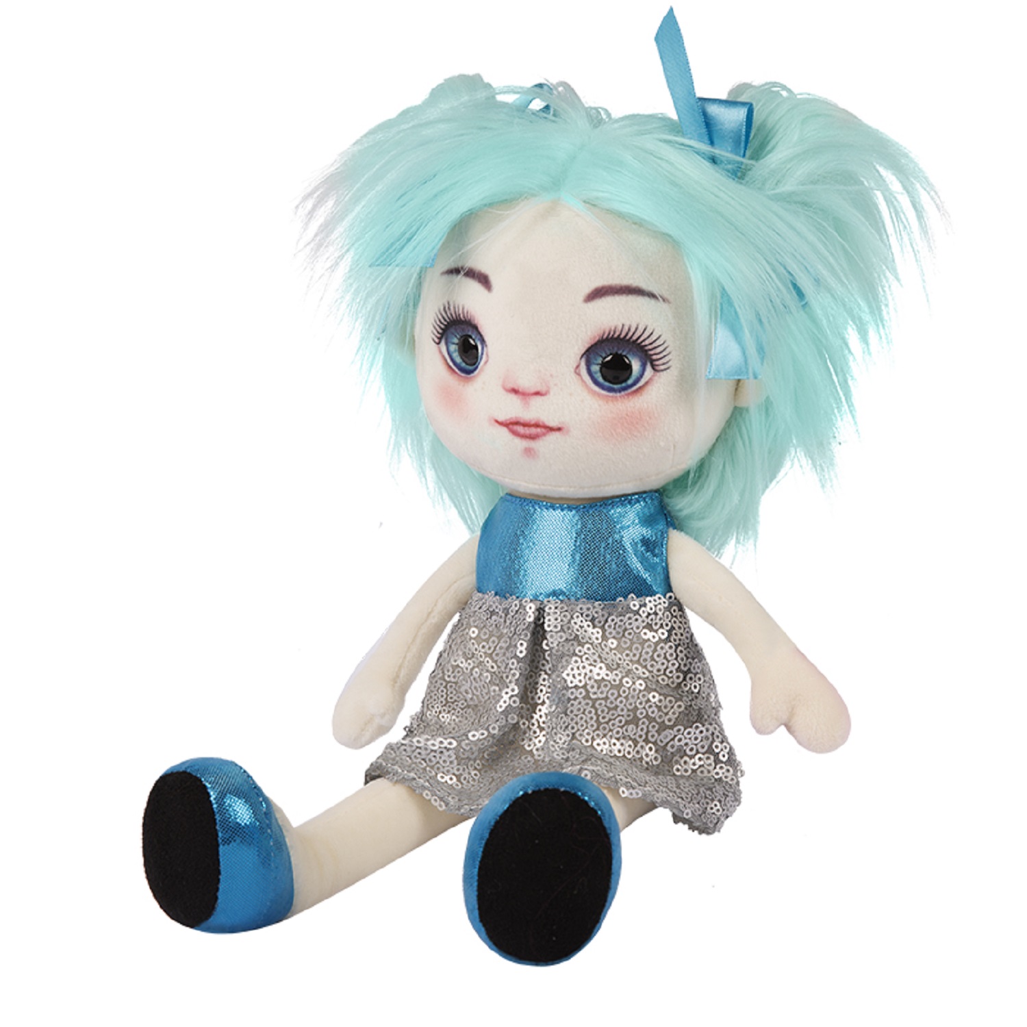 Игрушка мягкая Maxitoys Dolls Карина в сине-серебряном платье - фото 3