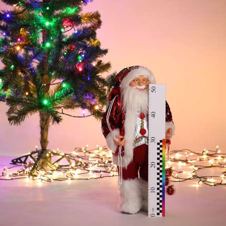 Фигура декоративная BABY STYLE Дед Мороз костюм с 2х сторонними красный серебристыми пайетками 60 см