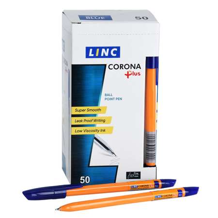 Ручки LINC Набор шариковых CORONA PLUS синие чернила 50 штук