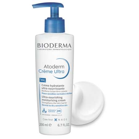 Крем помпа Bioderma Atoderm для увлажнения нормальной и сухой кожи лица и тела 200 мл