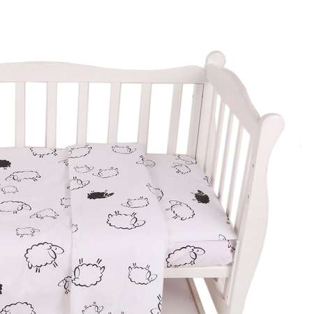 Комплект постельного белья Amarobaby Baby Boom Овечки 3предмета Белый
