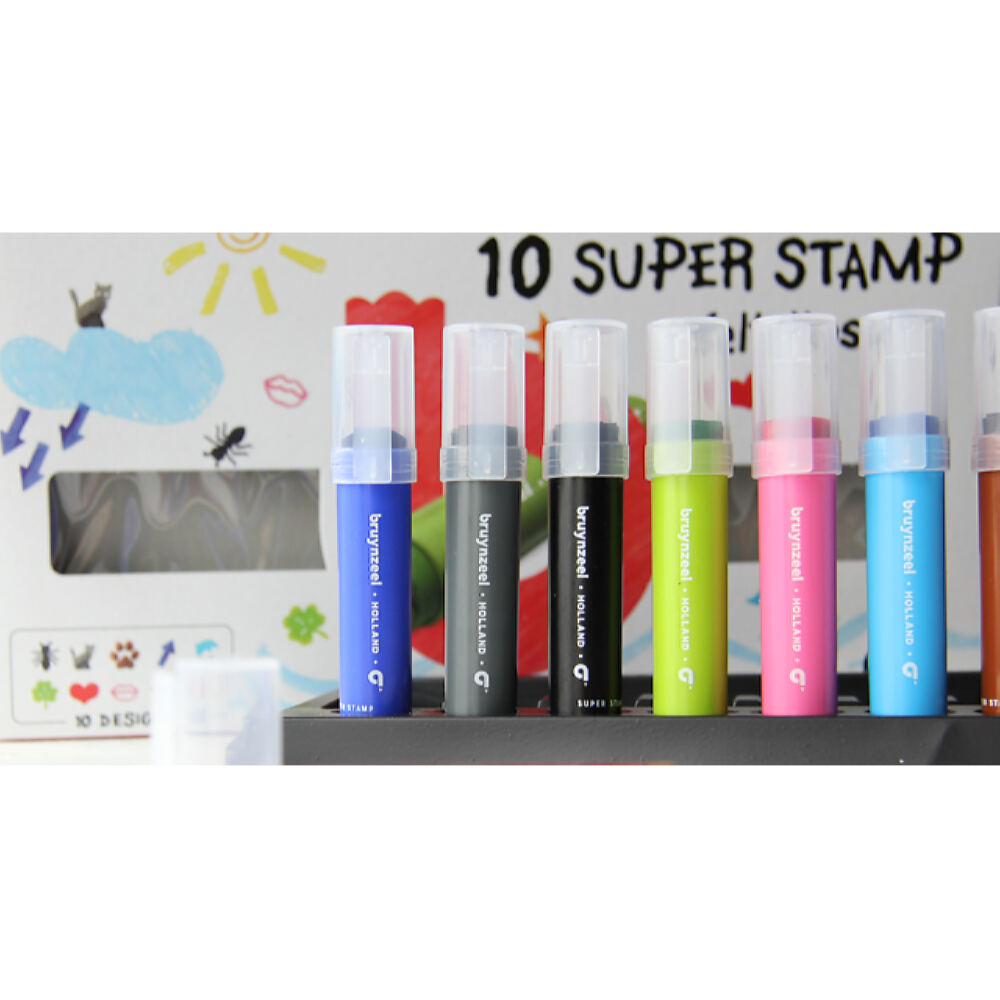 Набор фломастеров Bruynzeel Kids Super Stamp 10 цветов-штампов в картонной упаковке - фото 4