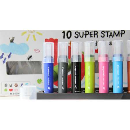 Набор фломастеров BRUYNZEEL Kids Super Stamp 10 цветов-штампов в картонной упаковке