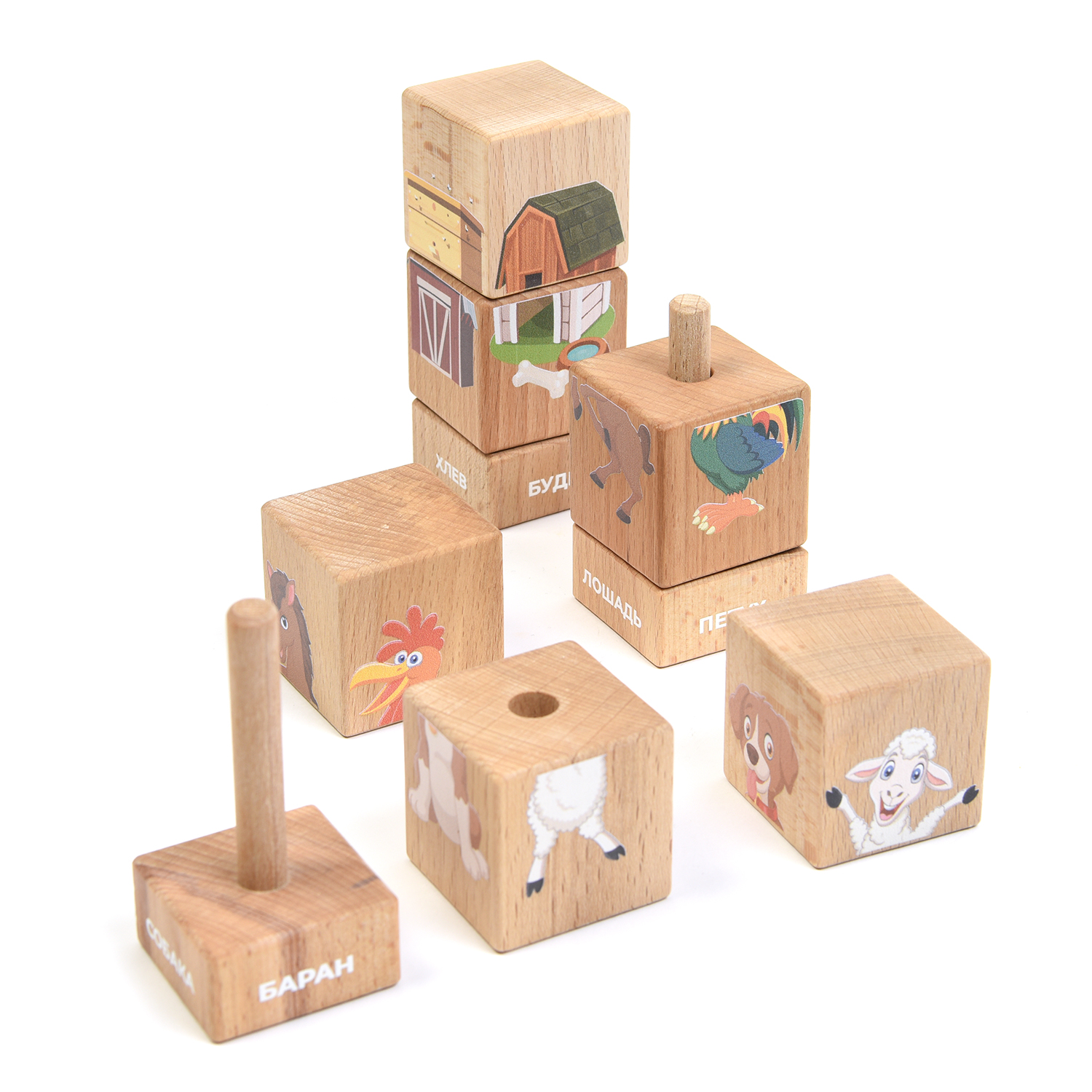 Набор кубиков BabyGo Домашние животные на оси 15204 - фото 4
