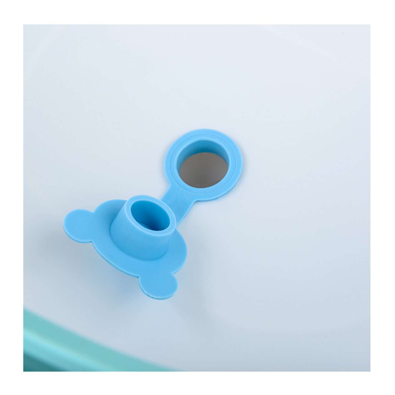 Детская складная ванночка Solmax с термометром для купания новорожденных синяя - фото 11
