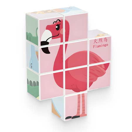 Игрушка LX 3D пазл Животные 9 кубиков 6 карточек кубики магнитные подарок на новый год