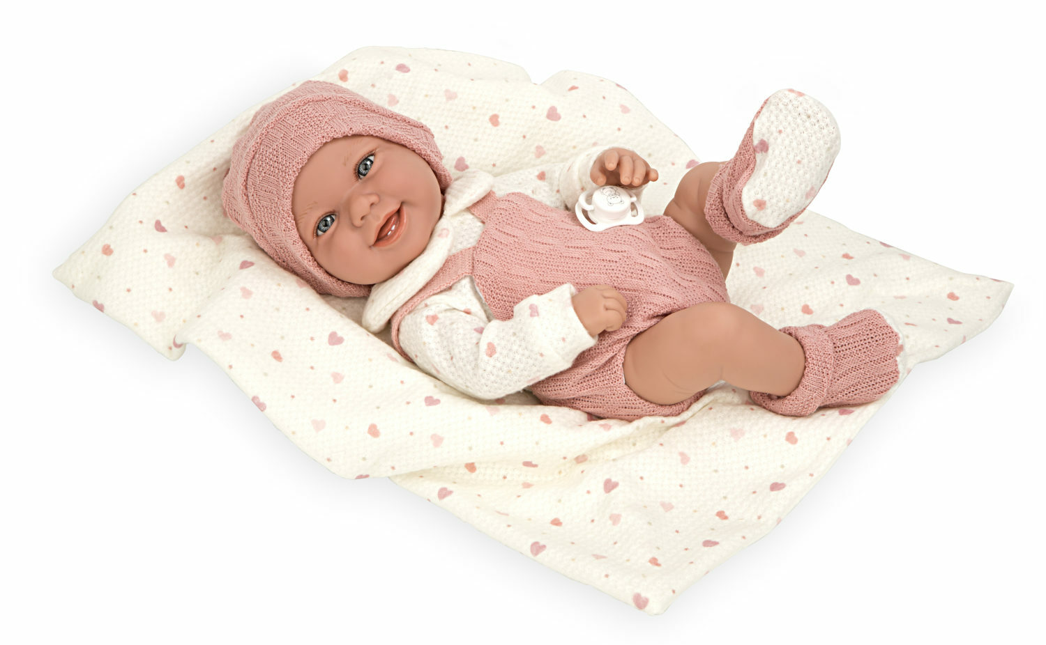 Кукла пупс Arias elegance Zoe реборн мягкая в розовой одежде с соской и одеялом 42 см Т24474 - фото 3