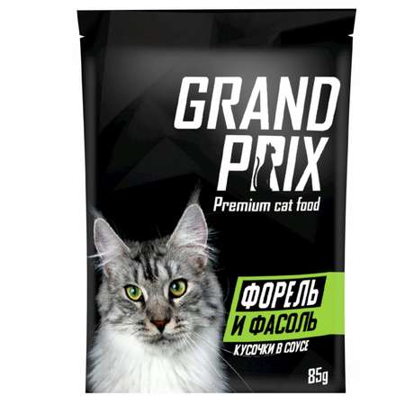 Корм для кошек Grand Prix Кусочки в соусе форель и фасоль пауч 85г