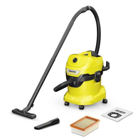 Строительный пылесос Karcher WD 4 V-20/5/22 1000Вт (уборка: сухая/сбор воды) желтый