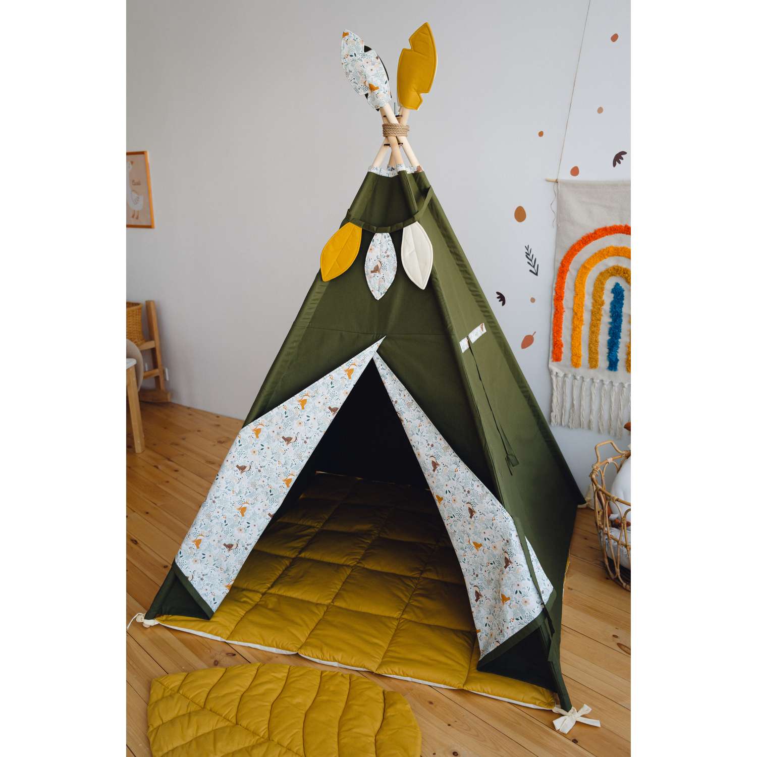Игровая палатка вигвам Малышу по Шалашу Гуси и лисы зеленый - фото 1