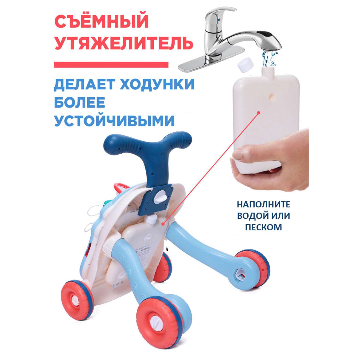 Ходунки-каталка BabyCare 3в1 Solano синие - фото 10