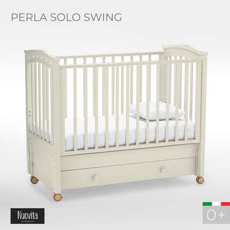 Детская кроватка Nuovita Perla Solo Swing прямоугольная, продольный маятник (ваниль)
