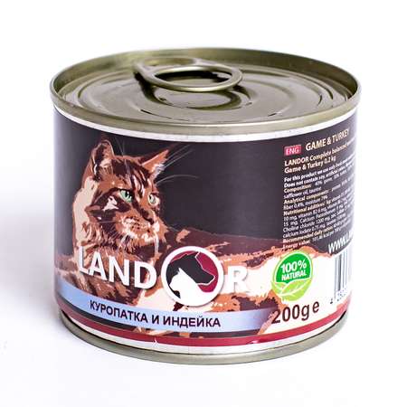 Корм для кошек Landor куропатка с индейкой 0.2кг