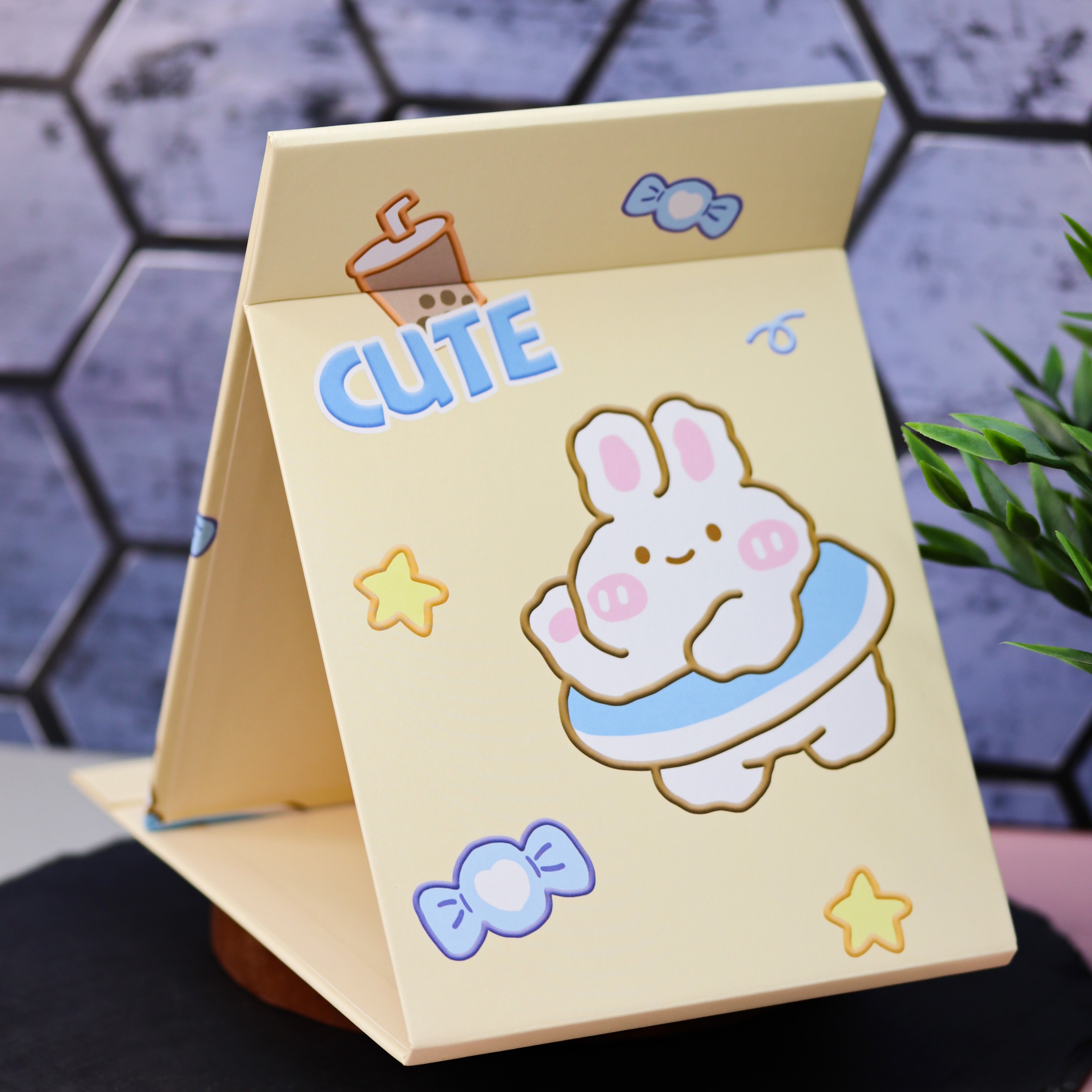 Зеркало настольное для макияжа iLikeGift Cute bunny yellow - фото 2