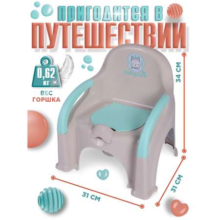 Горшок детский BabyCare Fluffy серый-мятный