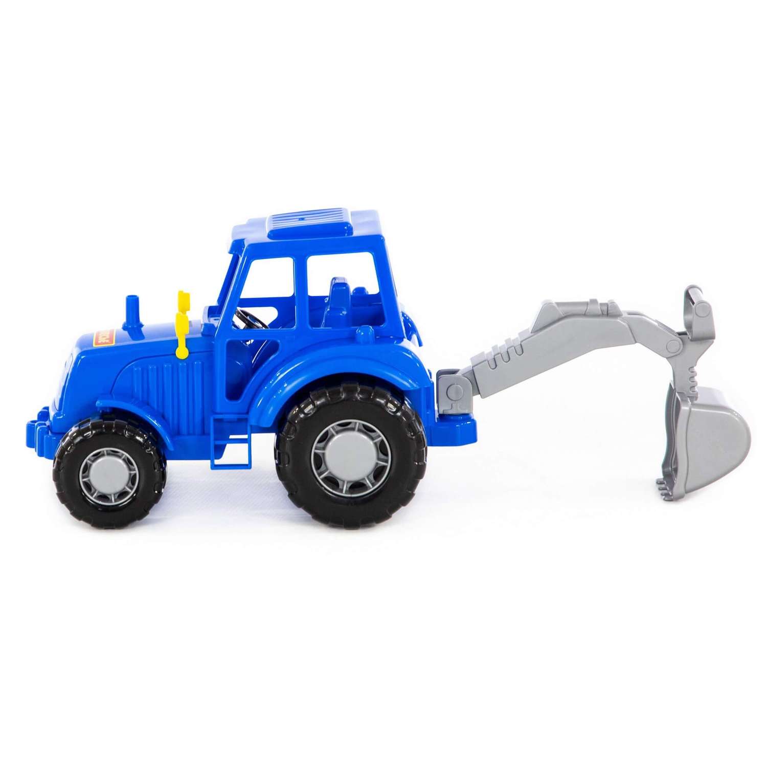 Игрушечный синий трактор Полесье экскаватор с ковшом 21 см 84873/ - фото 3