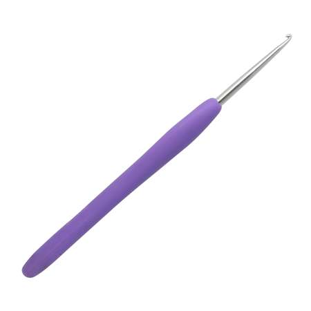 Крючок для вязания Hobby & Pro с резиновой мягкой ручкой металлический для тонкой пряжи 2.0 мм