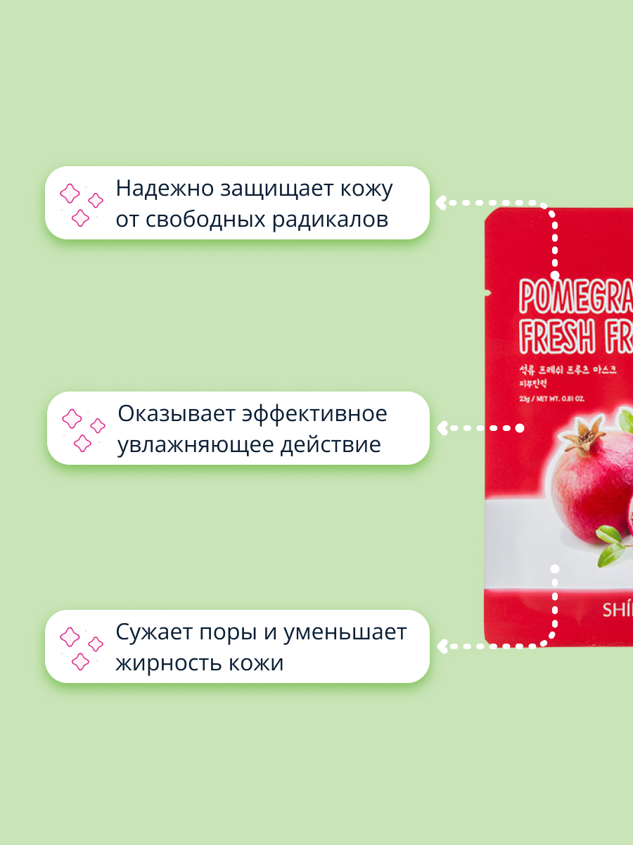 Маска тканевая SHINETREE Super food с экстрактом граната 23 г - фото 3