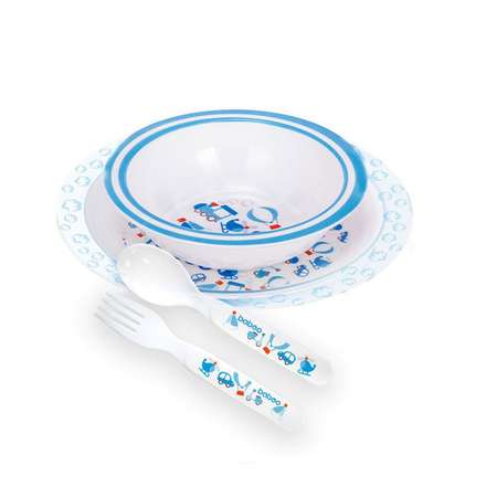 Набор посуды BABOO Набор детской посуды Тарелочка глубокая + плоская + ложка + вилка серия Transport