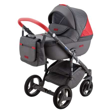 Коляска 3в1 BeBe-mobile Ravenna Sport V111 Серый+Серая кожа+Красная кожаная отделка