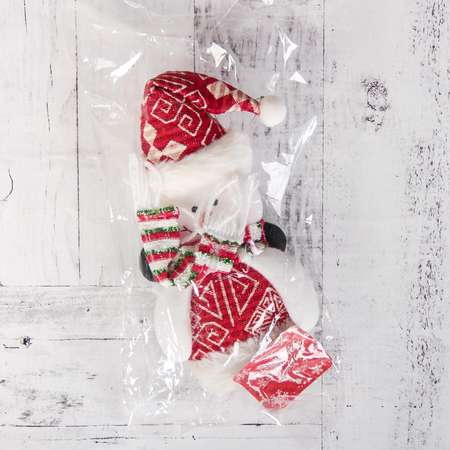 Мягкая игрушка Зимнее волшебство «Снеговик с узорами» 8х30 см бело-красный