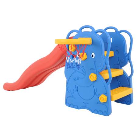 Центр игровой Edu Play Горка волнистая Слоненок с баскетбольным кольцом Синий-Красный-Желтый WJ-311
