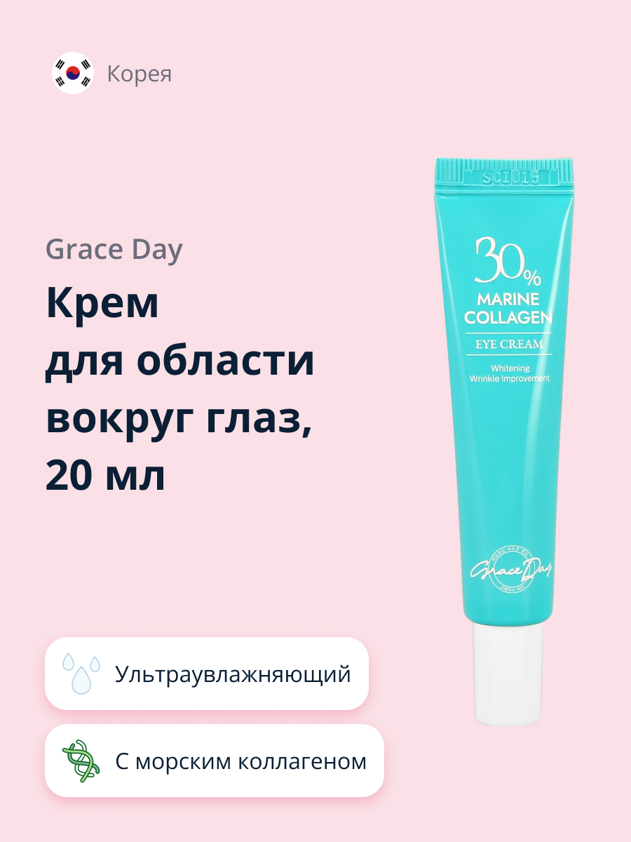 Крем для век Grace day 30% marine collagen с морским коллагеном ультраувлажняющий 20 мл - фото 1