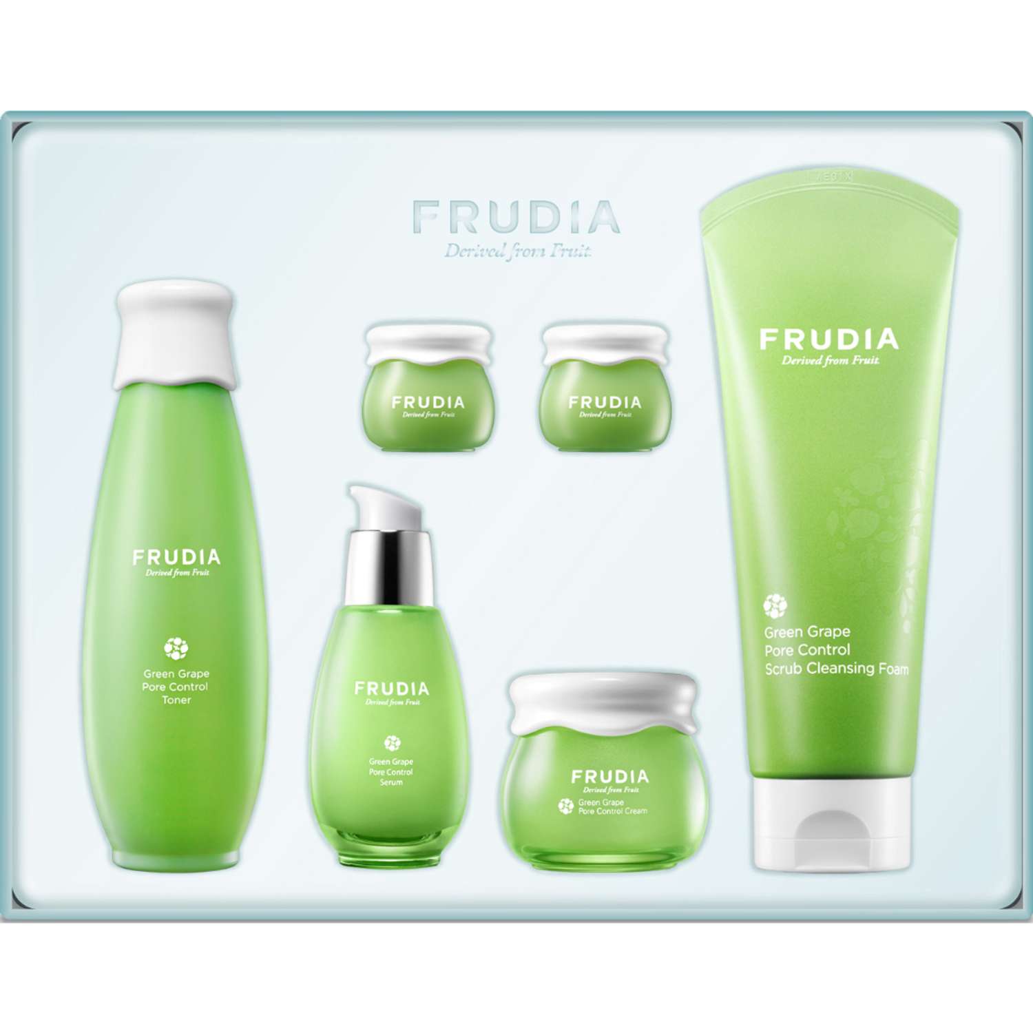 Подарочный набор для лица FRUDIA с зеленым виноградом для жирной и комби кожи себорегуляция и увлажнение 6 предметов - фото 1