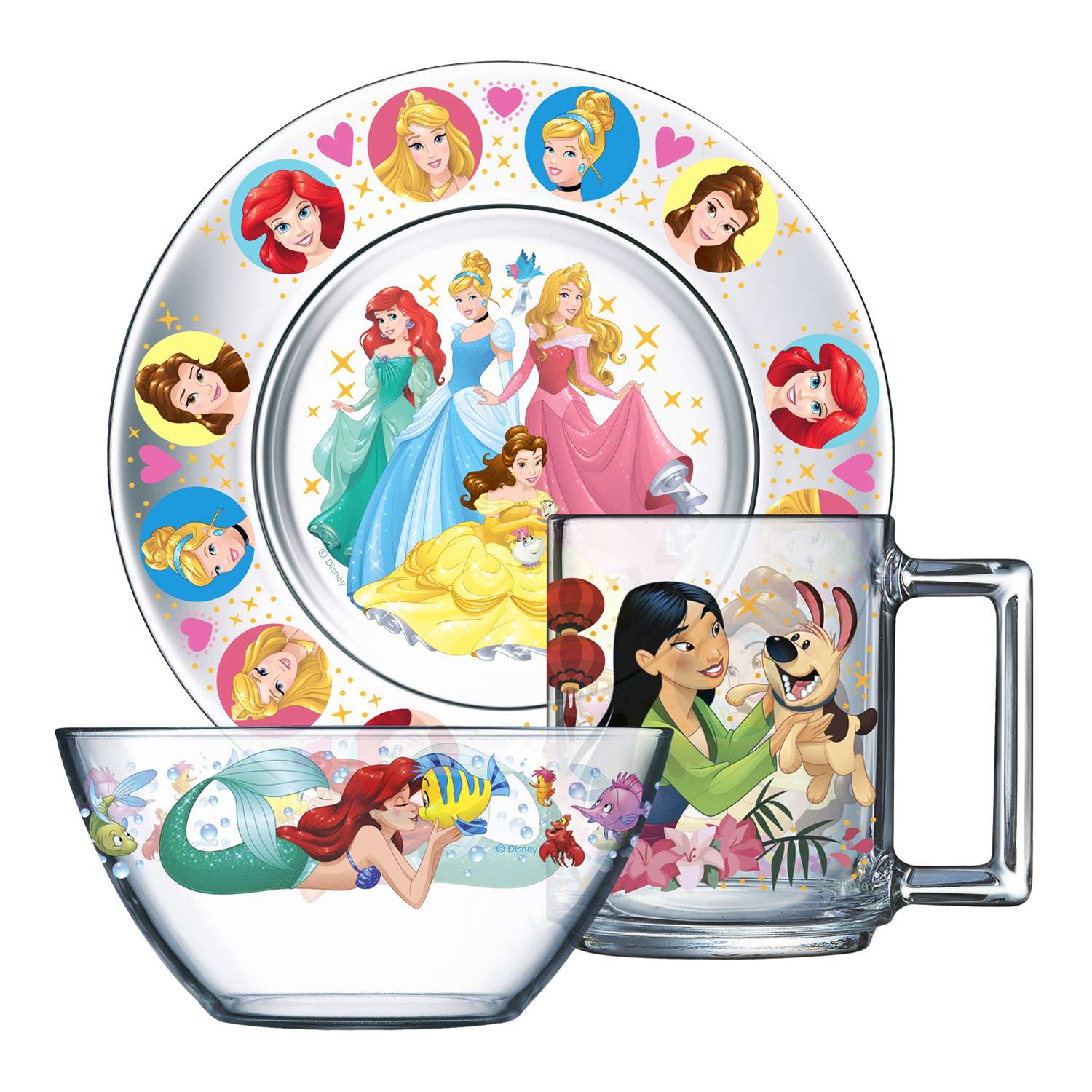 Тарелка набор детский. Набор для завтрака ОСЗ 3пр.принцессы Дисней арт. 18с2055д3. Набор детской посуды ОСЗ. Набор детской посуды для завтрака "Disney принцессы Дисней",.