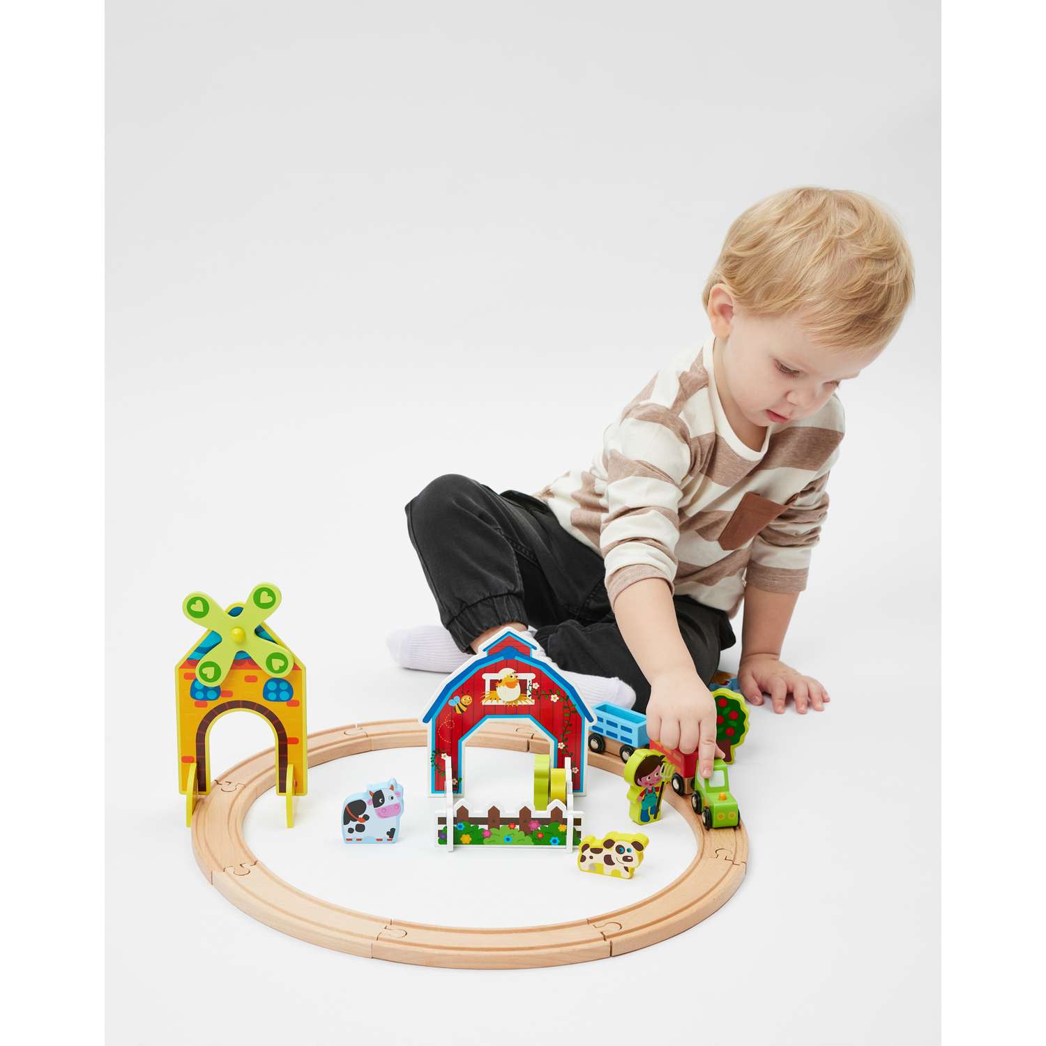 Набор игровой BabyGo железная дорога деревянная - фото 7